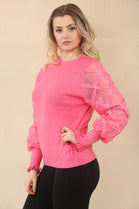 LACE PATTERN SLEEVE JUMPER (15068874604928)