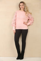 LACE PATTERN SLEEVE JUMPER (15068876996992)