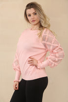 LACE PATTERN SLEEVE JUMPER (15068876996992)