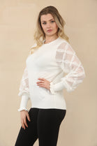 LACE PATTERN SLEEVE JUMPER (15068870607232)