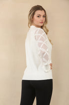 LACE PATTERN SLEEVE JUMPER (15068870607232)