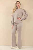 FRILL SLEEVE FLARE JOGGER SET (15069064069504)