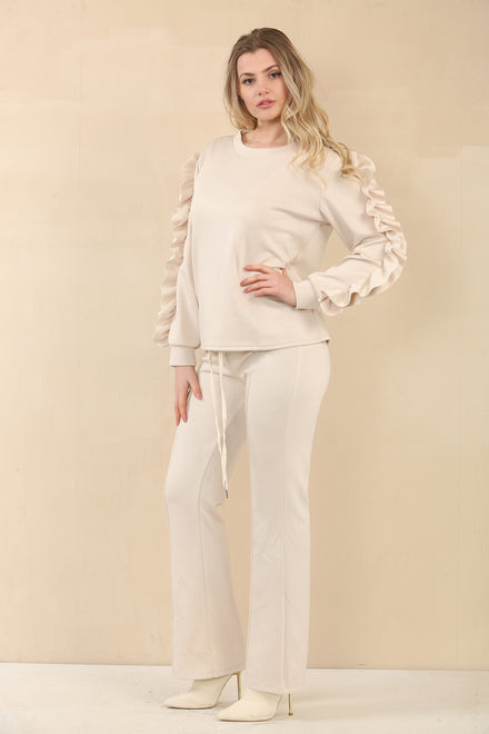 FRILL SLEEVE FLARE JOGGER SET (15069060366720)