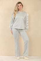 FRILL SLEEVE FLARE JOGGER SET (15069063381376)