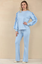 FRILL SLEEVE FLARE JOGGER SET (15069065085312)