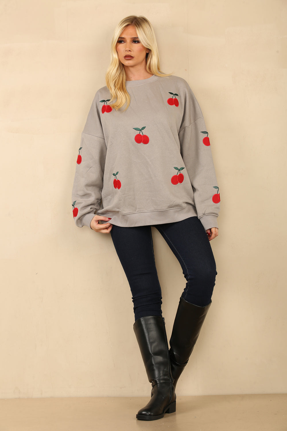 CHERRY EMBROIDERED SWEAT (8758649749752)