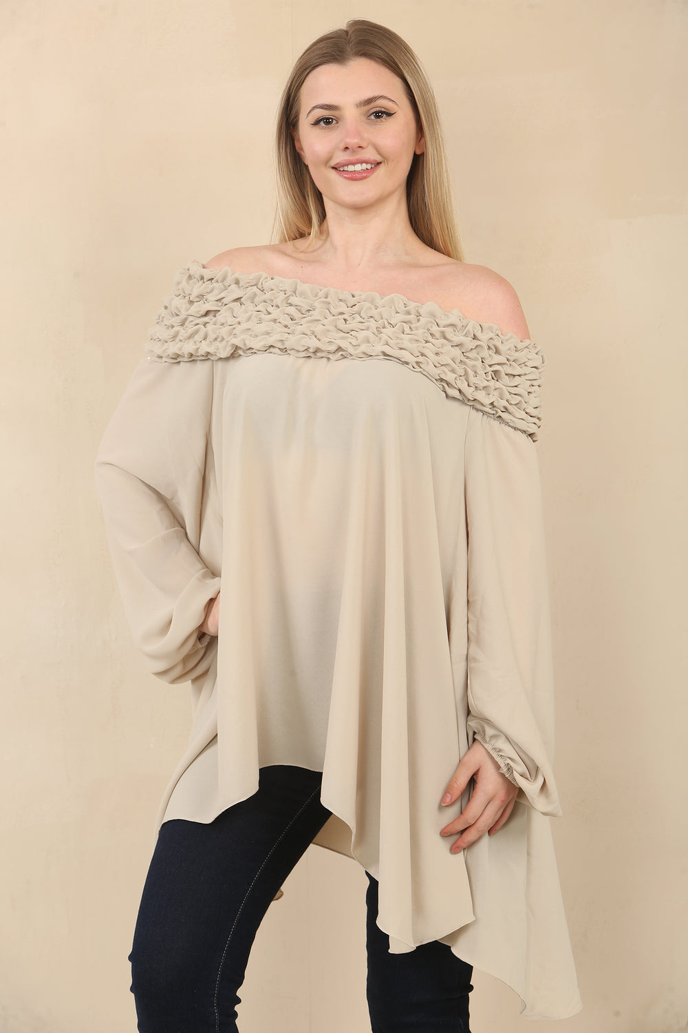 OFF SHOULDER OVERSIZED BLOUSE (15073416708480)