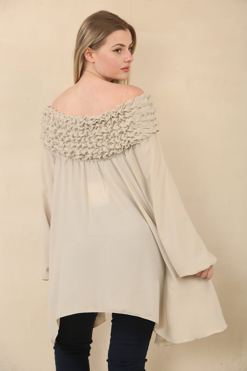 OFF SHOULDER OVERSIZED BLOUSE (15073416708480)