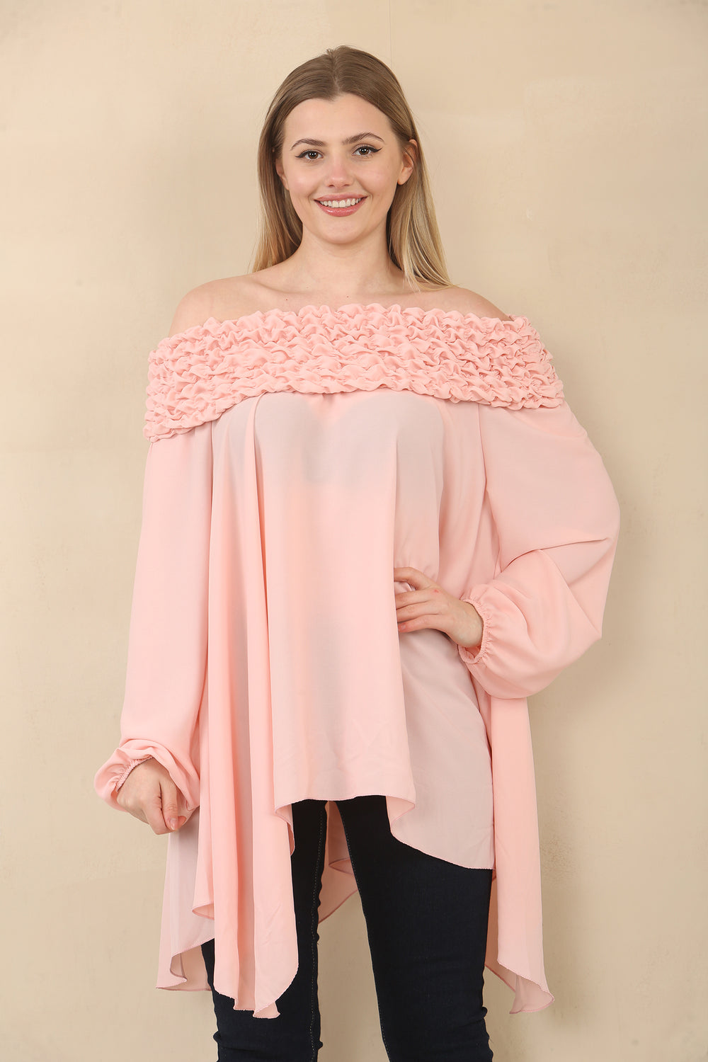 OFF SHOULDER OVERSIZED BLOUSE (15073393181056)