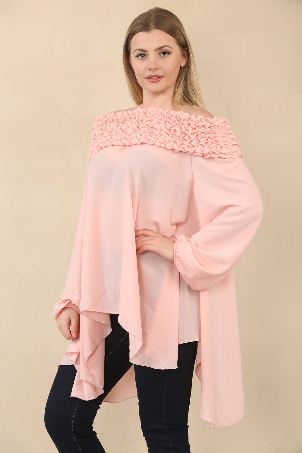 OFF SHOULDER OVERSIZED BLOUSE (15073393181056)