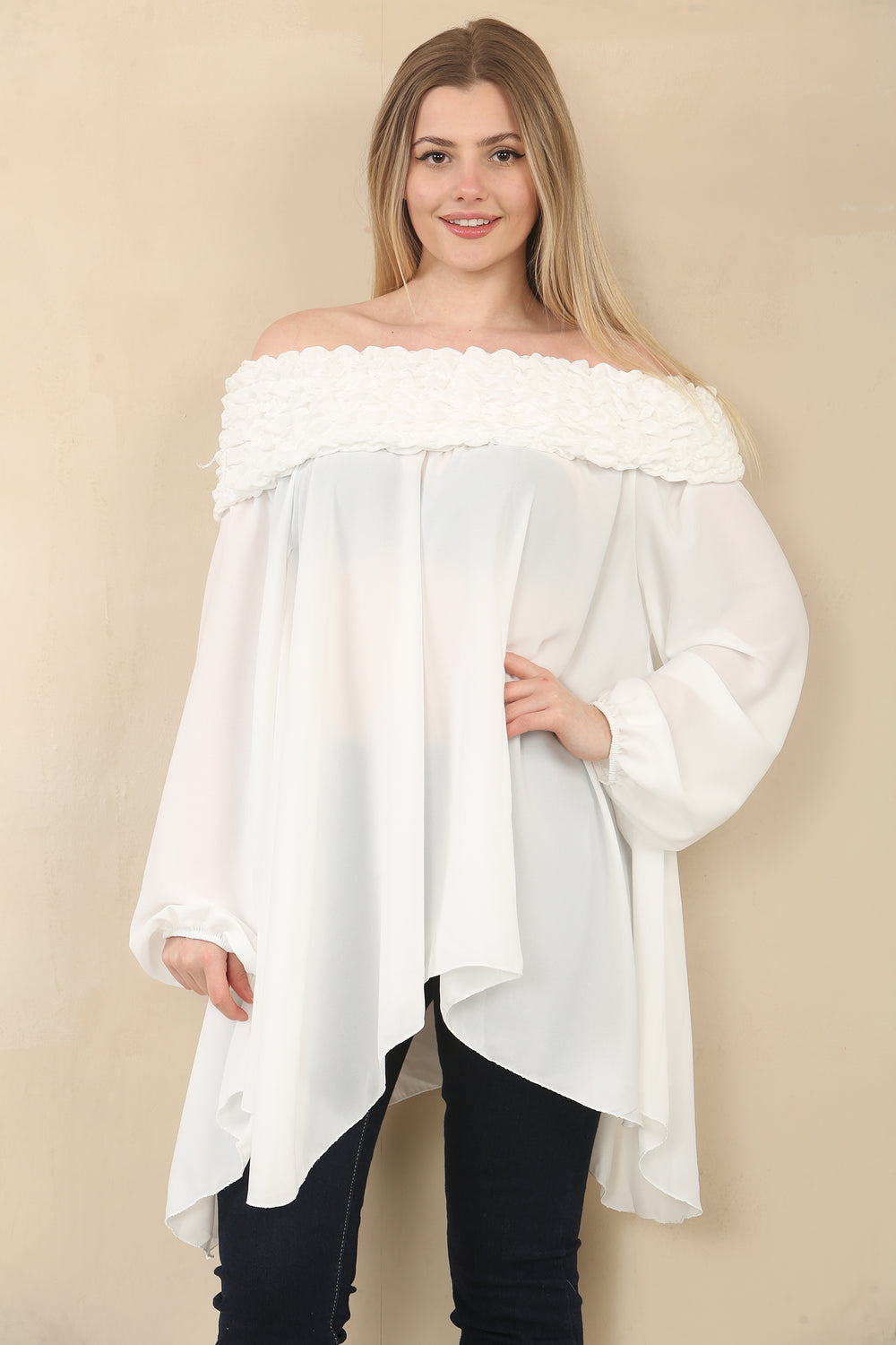 OFF SHOULDER OVERSIZED BLOUSE (15073413529984) (15083848335744)