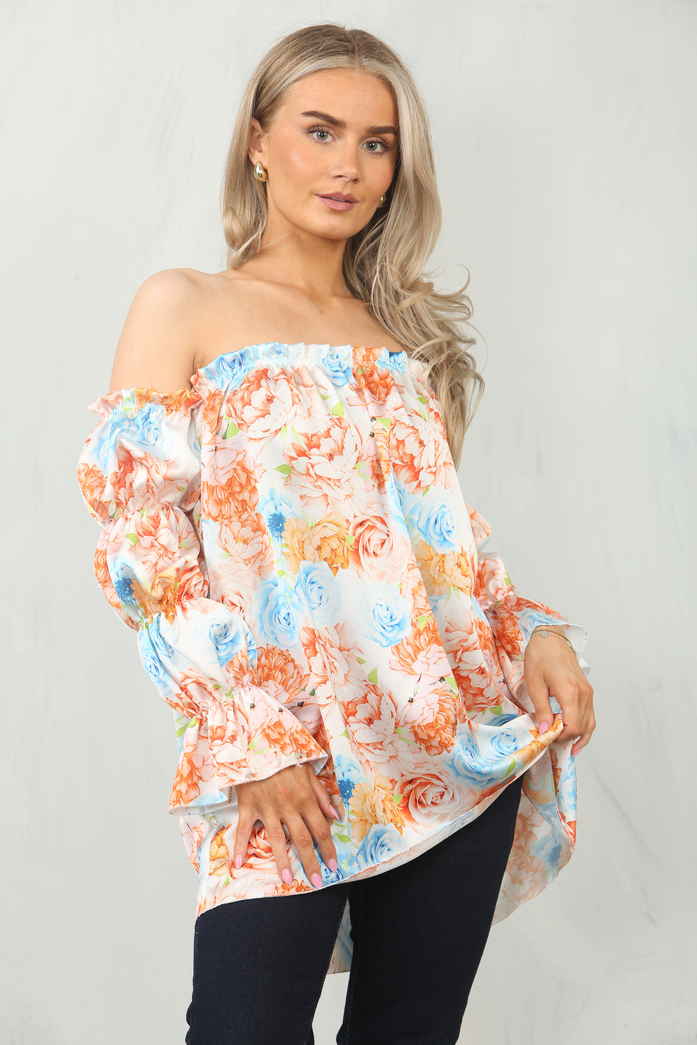 FLORAL PUFF SLEEVE BLOUSE (15095632986496)