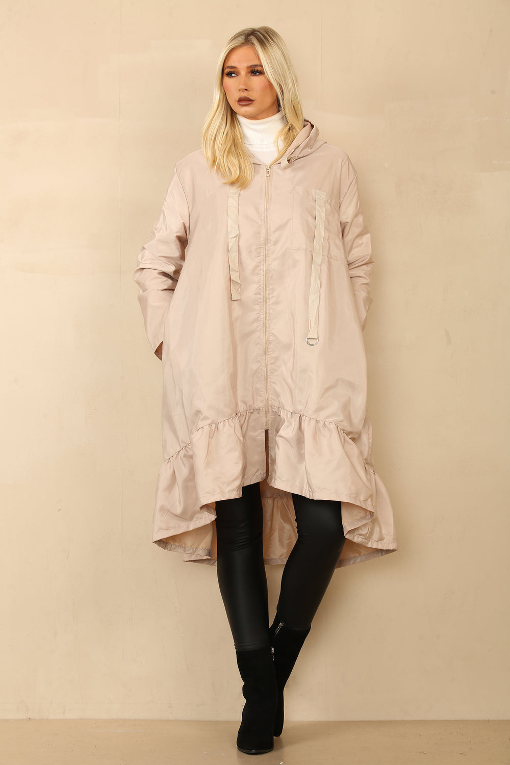 ELLA PEPPLUM DETAIL RAIN COAT (8785560830200) (14671235711360)