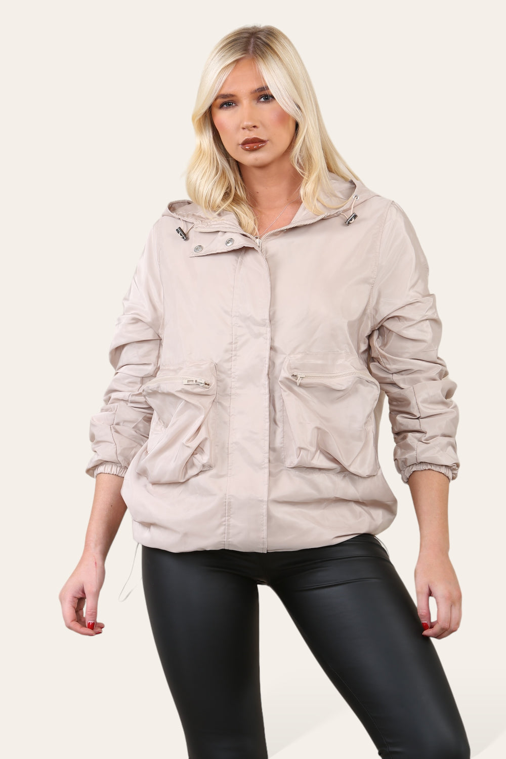 RUCHED SLEEVE RAIN COAT (8673458913528)