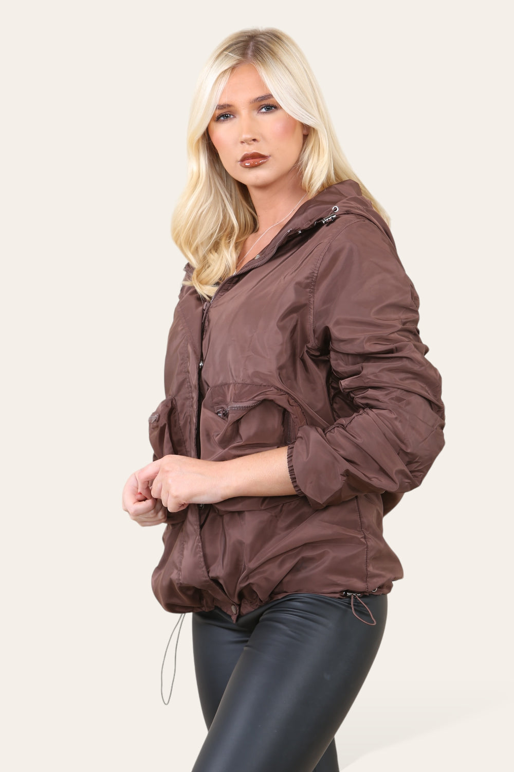 RUCHED SLEEVE RAIN COAT (8673459044600)