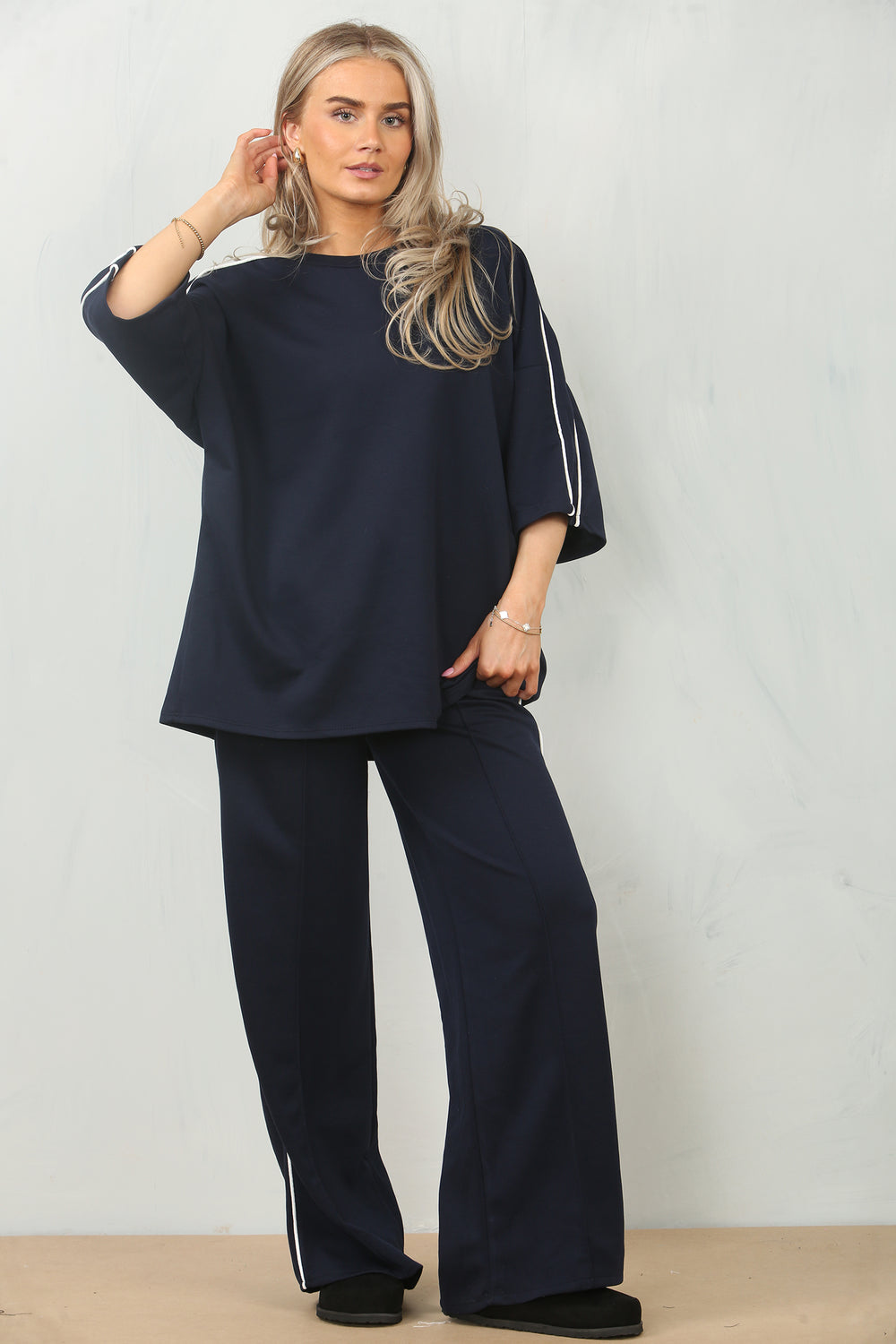 CAP SLEEVE STRIPE LOUNGEWEAR (15098827309440)