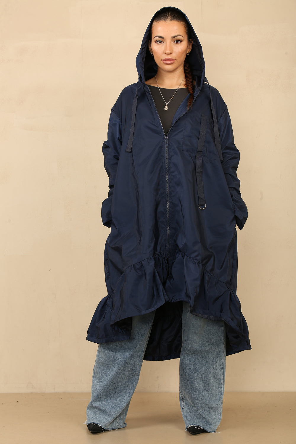 ELLA PEPPLUM DETAIL RAIN COAT (8785562239224)