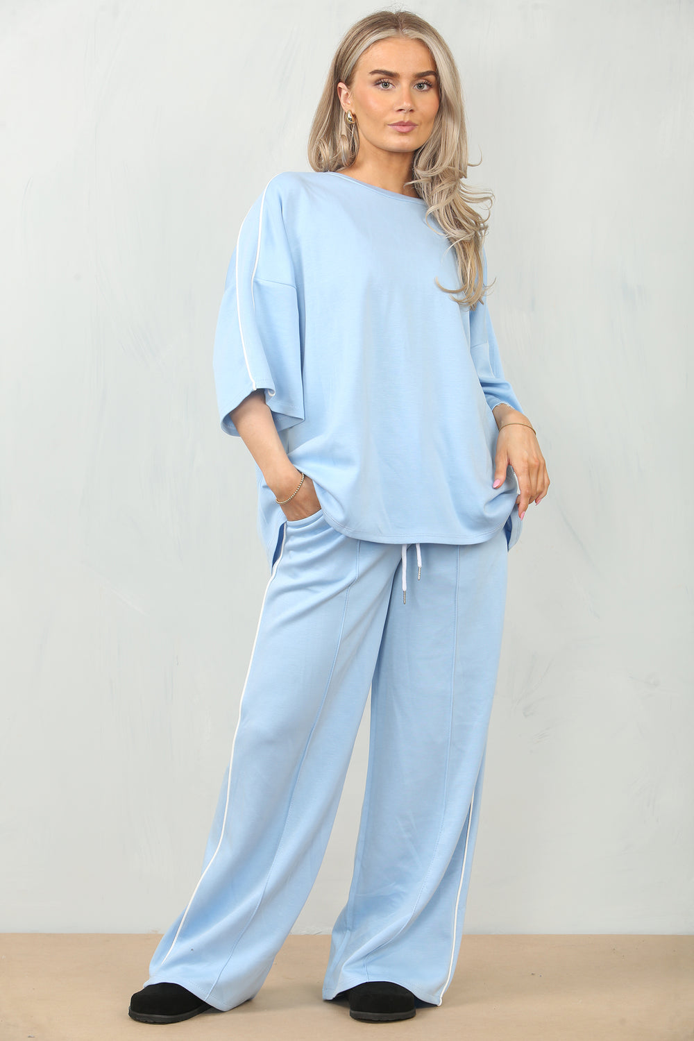 CAP SLEEVE STRIPE LOUNGEWEAR (15098828423552)