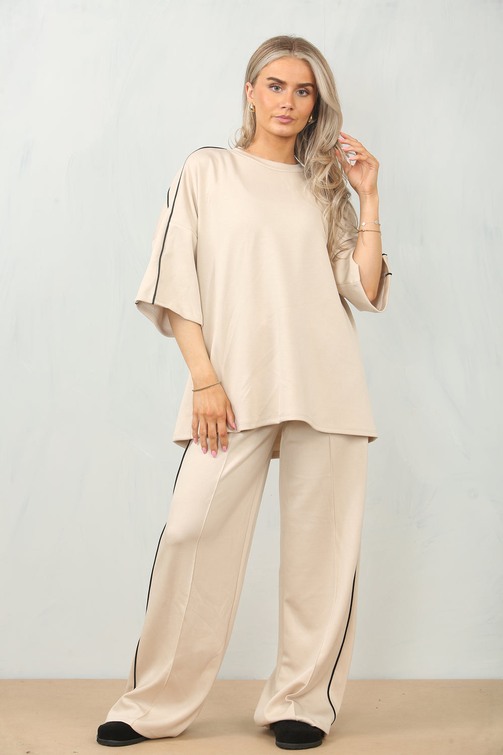 CAP SLEEVE STRIPE LOUNGEWEAR (15098824229248)