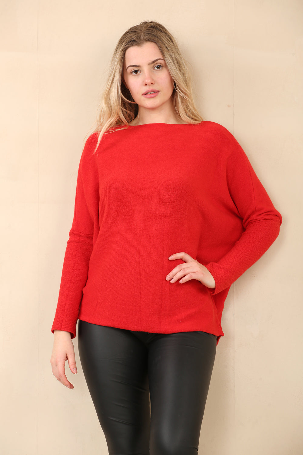 ABBEY  PATTERN SLEEVE PLAIN JUMPER (14959686680960)