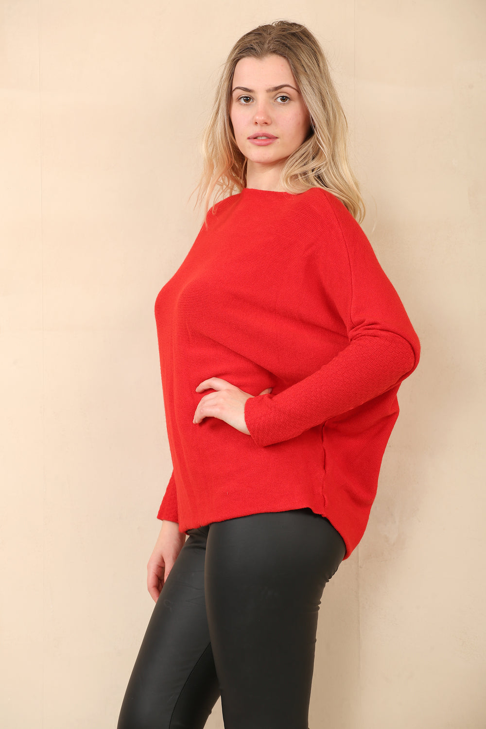 ABBEY  PATTERN SLEEVE PLAIN JUMPER (14959686680960)