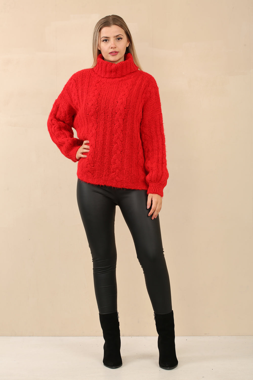 CABLE KNIT ROLLNECK JUMPER (14960240525696) (14988620595584)