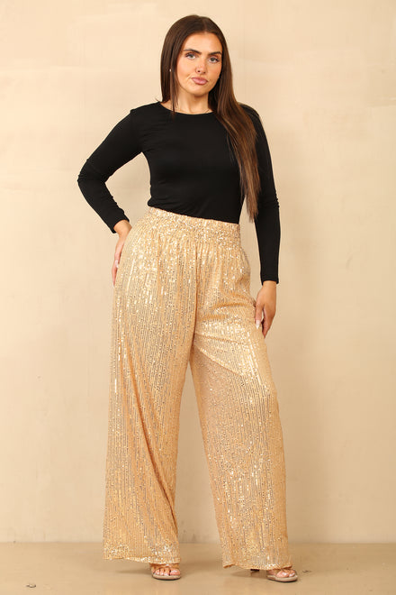 BELEN FLARE SEQUIN TROUSER (14859965694336)