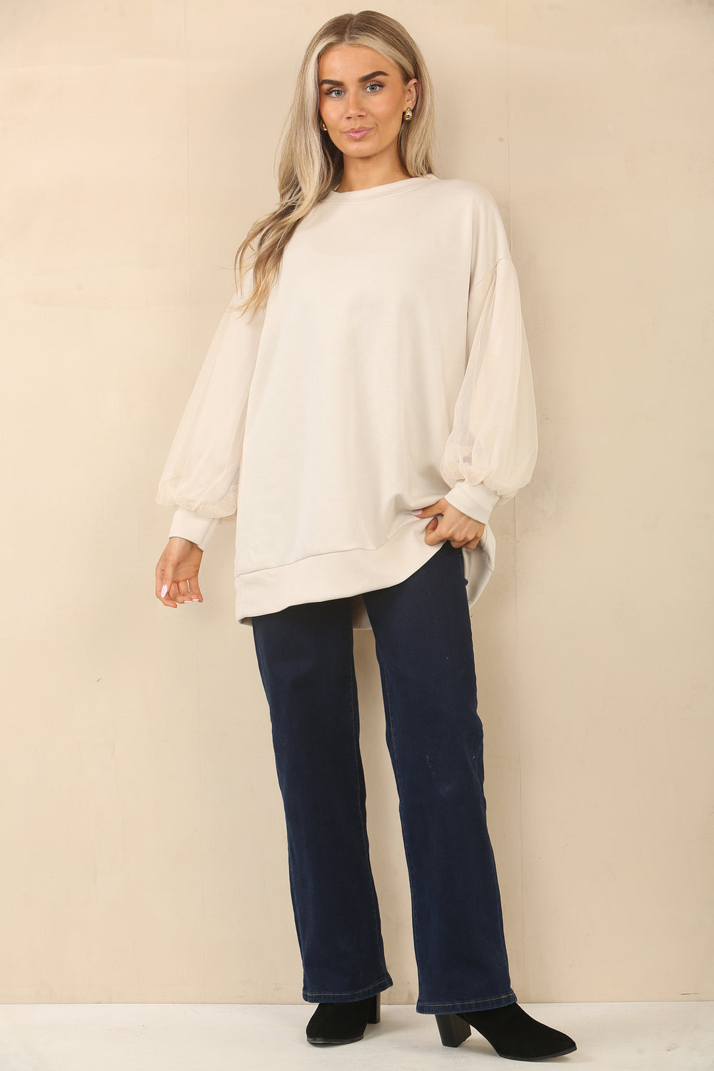 OVERSIZED LACE SLEEVE TOP (14994028888448)