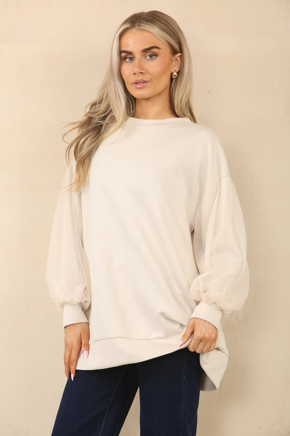 OVERSIZED LACE SLEEVE TOP (14994028888448)