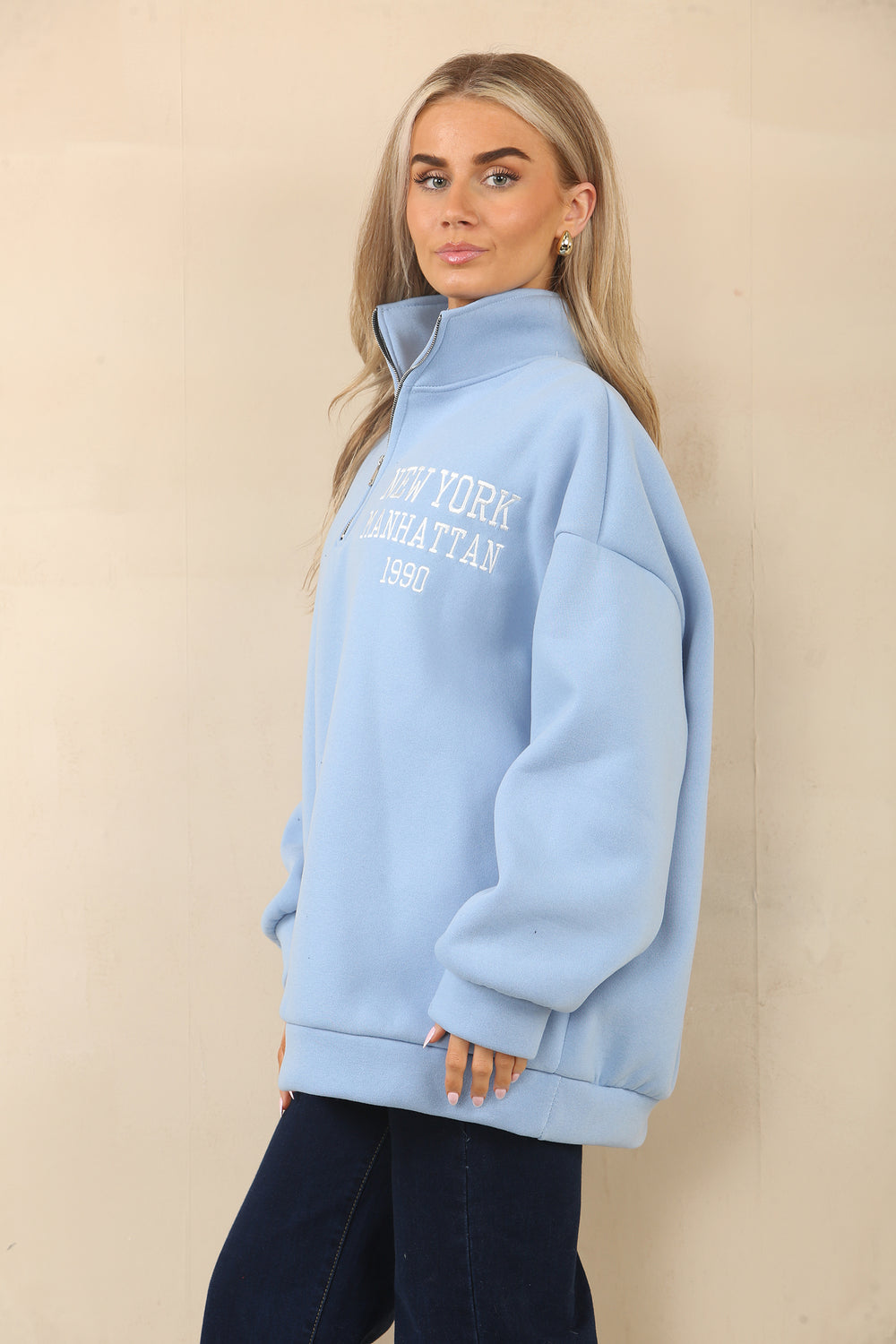 SLOGAN ZIP OVERSIZED SWEAT (14994032427392)