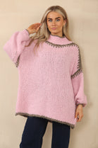 CONTRAST  OVERSIZED KNIT JUMPER (14993151787392)