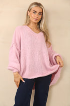 OVERSIZED V-NECK KNITTED JUMPER (14994038194560)