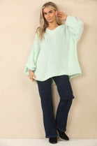 OVERSIZED V-NECK KNITTED JUMPER (14994037604736)