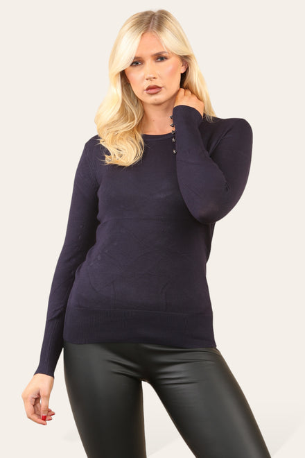 GOLD BUTTON SLEEVE JUMPER (8694606233848)