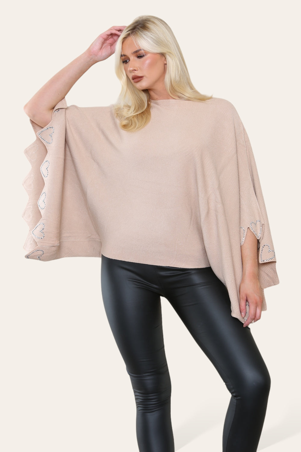 HEART CRYSTAL SLEEVE JUMPER (8649043935480)