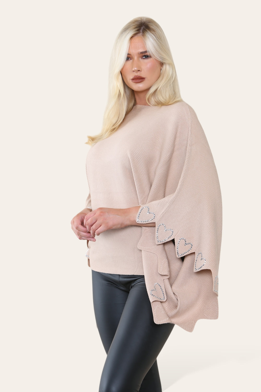 HEART CRYSTAL SLEEVE JUMPER (8649043935480)