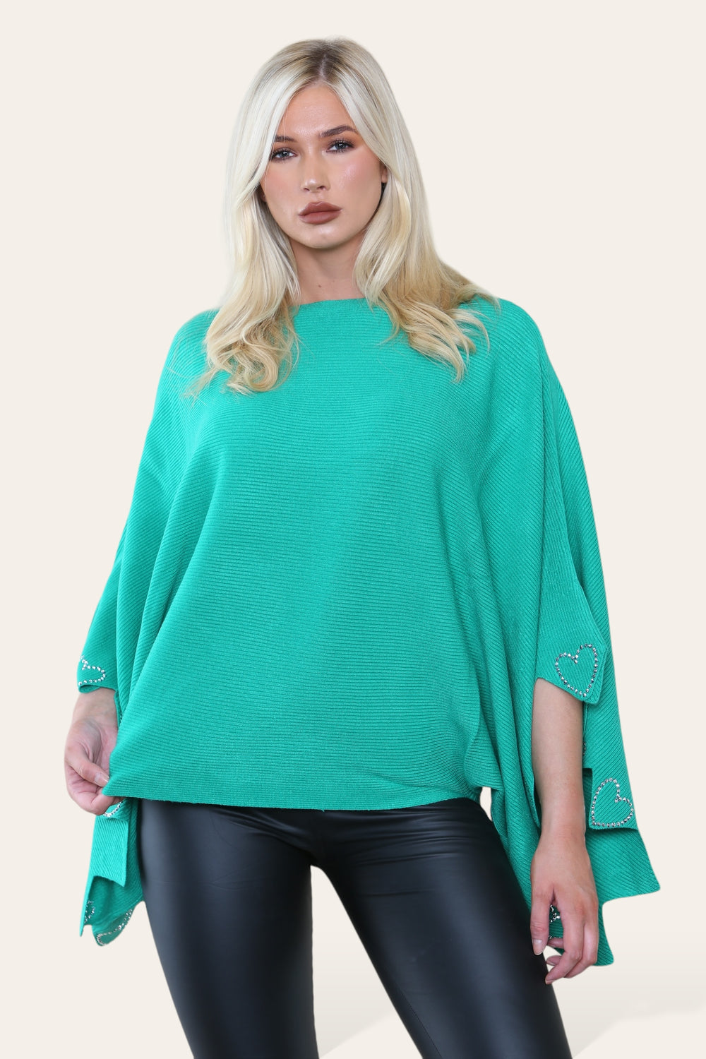 HEART CRYSTAL SLEEVE JUMPER (8649042657528)