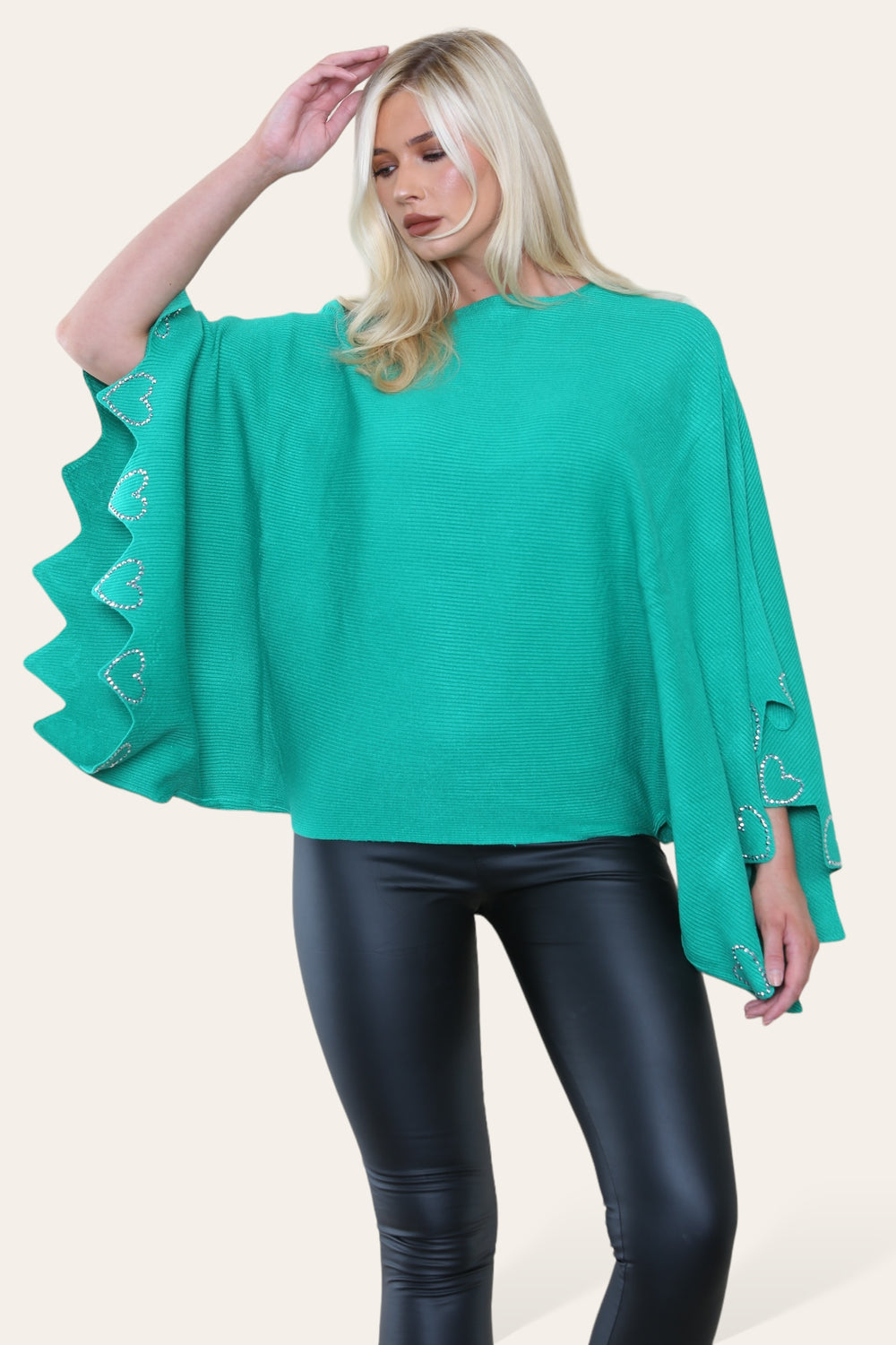 HEART CRYSTAL SLEEVE JUMPER (8649042657528)