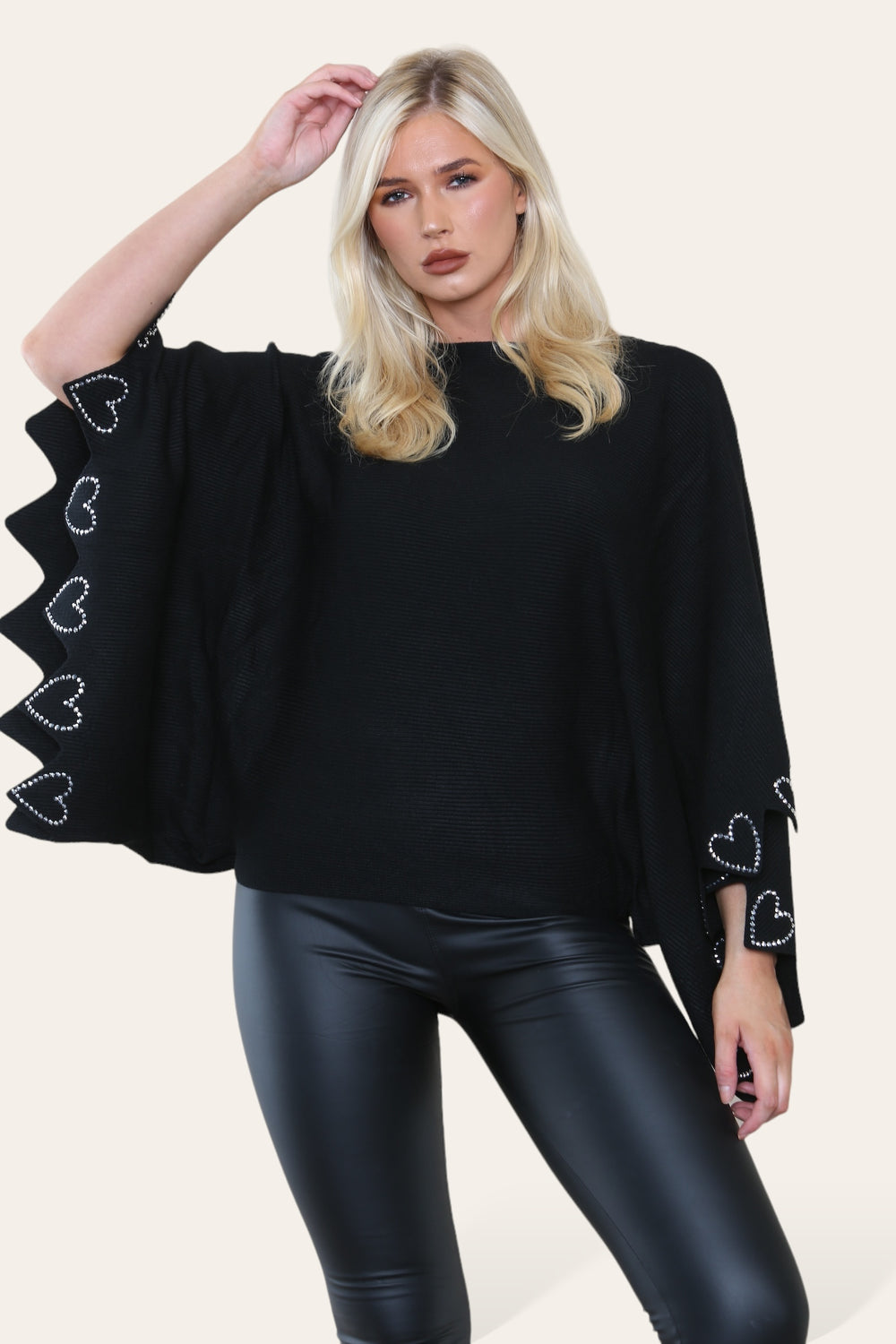 HEART CRYSTAL SLEEVE JUMPER (8649043411192)