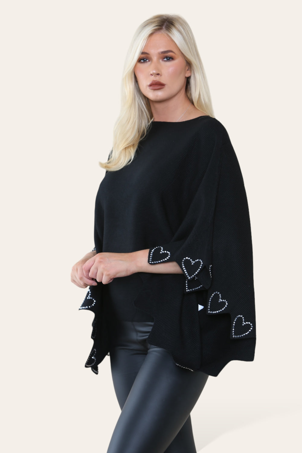 HEART CRYSTAL SLEEVE JUMPER (8649043411192)