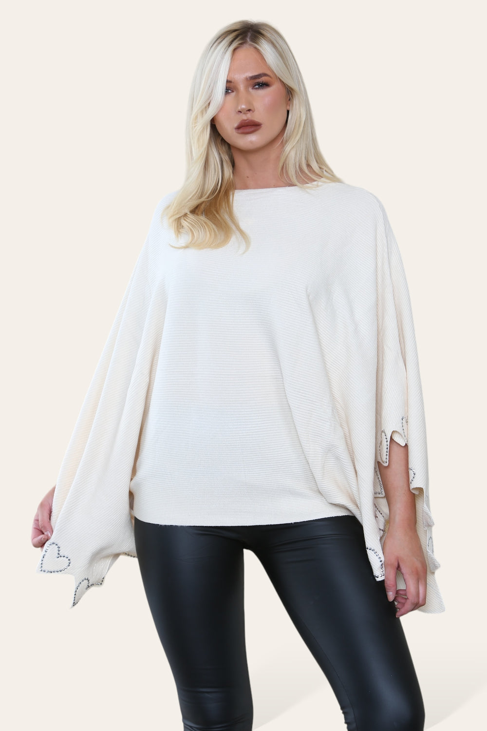 HEART CRYSTAL SLEEVE JUMPER (8649042133240)