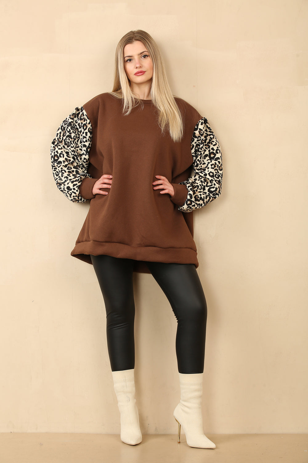 ABBY LEOPARD SLEEVE SWEAT (14956916113792)