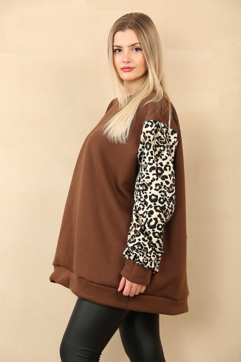 ABBY LEOPARD SLEEVE SWEAT (14956916113792)