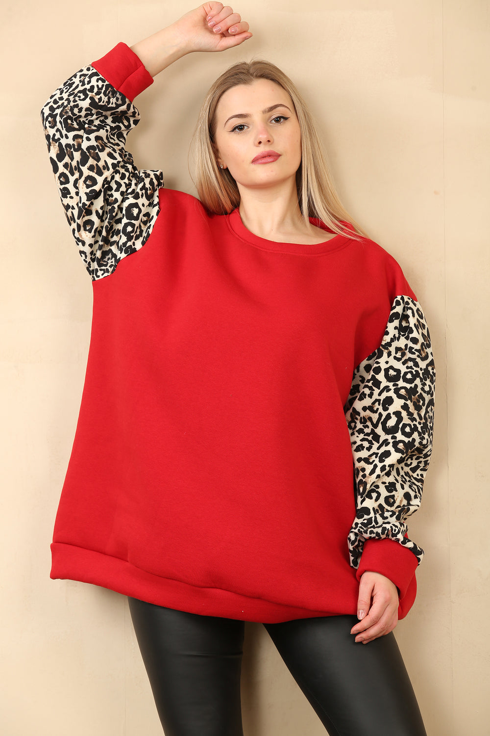 ABBY LEOPARD SLEEVE SWEAT (14956918866304)