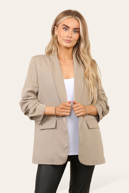 BASIC PLUS SIZE  SLEEVED BLAZER (14668970819968)