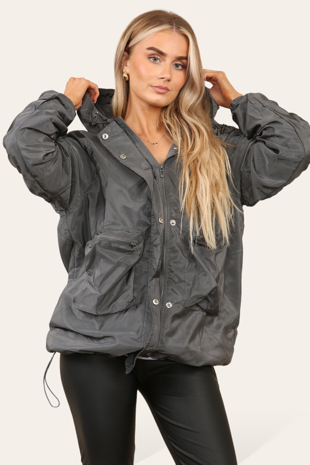 RUCHED SLEEVE RAIN COAT (8724269793528)