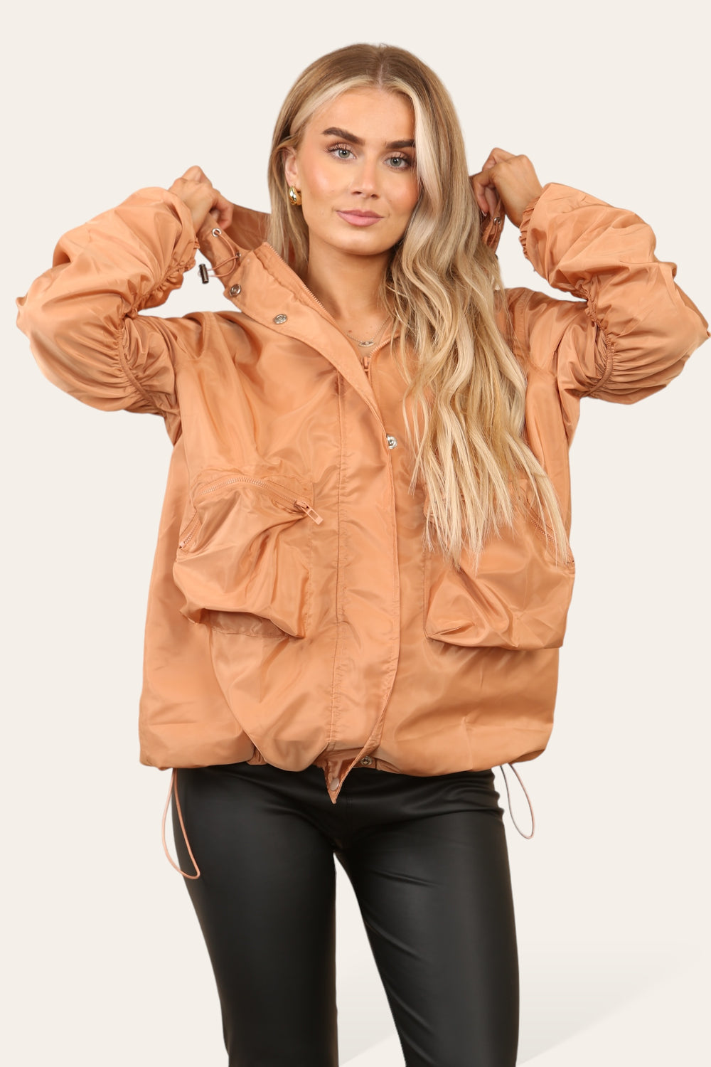 RUCHED SLEEVE RAIN COAT (8724263305464)