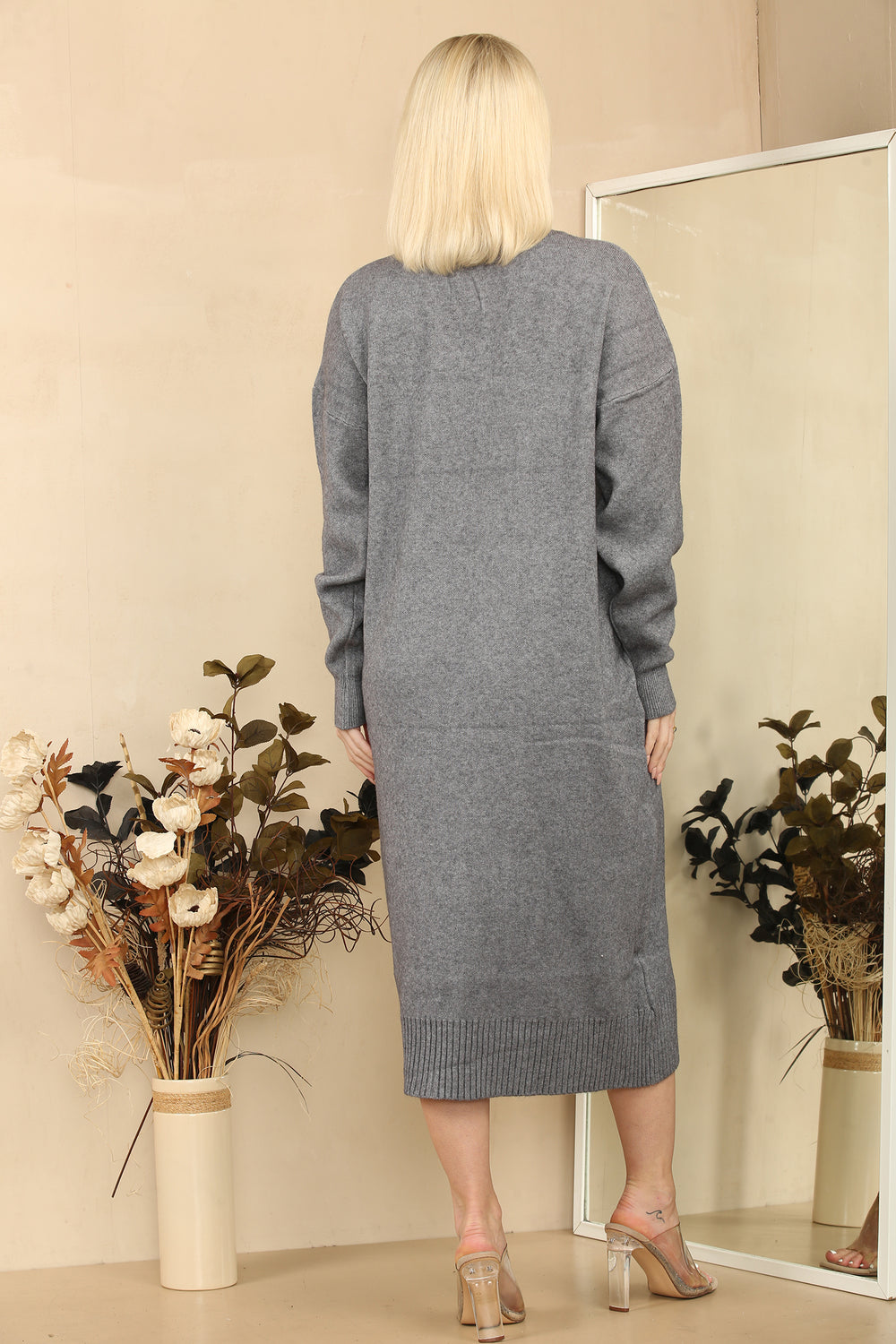 ATLAS LONGLINE V NECK JUMPER DRESS NN FASHION