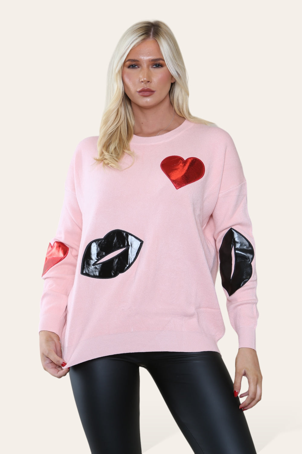 HEART & LIP EMBELISHED JUMPER (8649081946360)