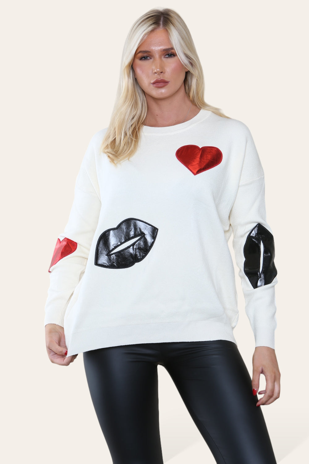 HEART & LIP EMBELISHED JUMPER (8649083093240)